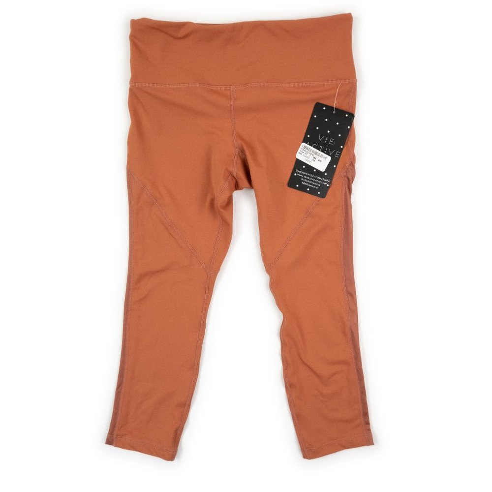 NEW VIE ACTIVE Dylan 3/4 orange solid yoga leggings size XS